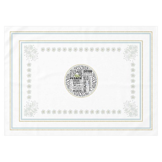 Passover 60/84" Tablecloth "Passover Dayenu Cloth" Tafelkleed (Voorkant (Horizontaal))