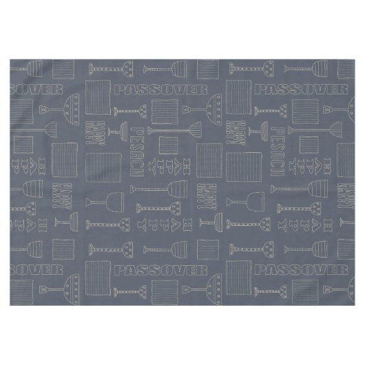 Passover 60/84" Tablecloth "Passover Wine & Matza" Tafelkleed (Voorkant (Horizontaal))