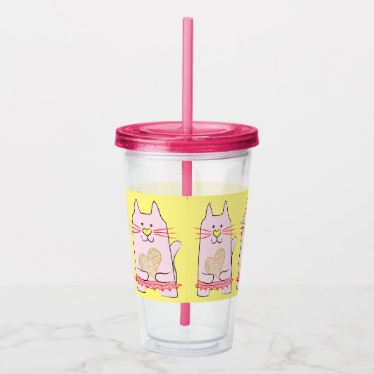 Passover Acryltablet 16 oz Roze keukenkat Acryl Drinkbeker (Rechts)