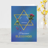 Passover Blessings Star van David Gold Kijk Kaart (Gele Bloem)