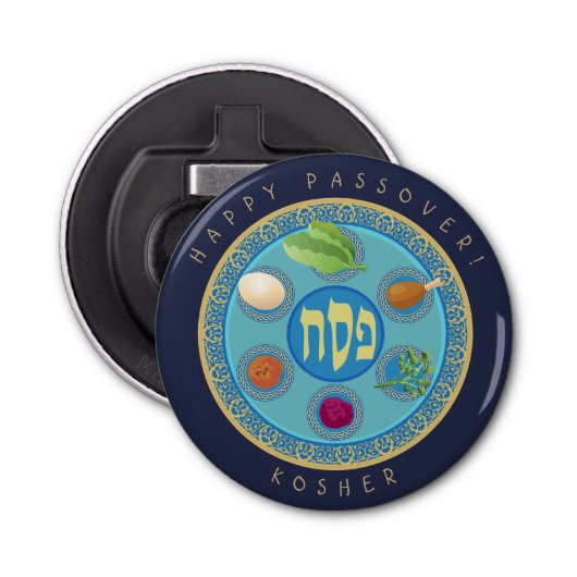 Passover Bord Kosher Pesach Button Flesopener (Voorkant)