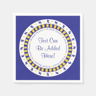 Passover Cocktail Napkins Blue/Yellow Star Pattern Servet