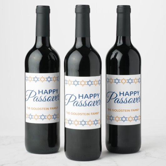 Passover Elegant Blue en Gold Star van David Wijn Etiket (Flessen)