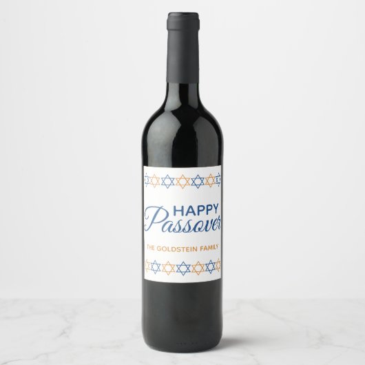 Passover Elegant Blue en Gold Star van David Wijn Etiket (Voorkant)