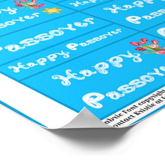 Passover Fabric Font Tulips Star van David Labels Poster (Hoek)