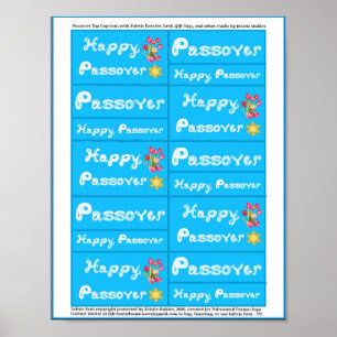 Passover Fabric Font Tulips Star van David Labels Poster