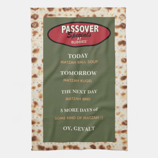 Passover Funny Menu Kitchen Towel Theedoek (Verticaal)