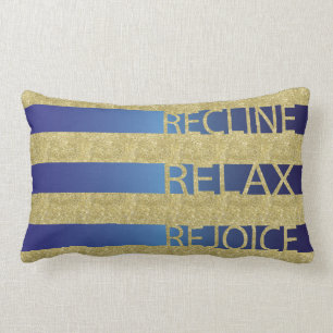 Passover Gold/Blu Pillow "Recline, Relax, Rejoice" Kussen