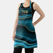 Passover Hebreeuws Blauwgroen, Turquoise & Gold Fa Schort (Insitu)