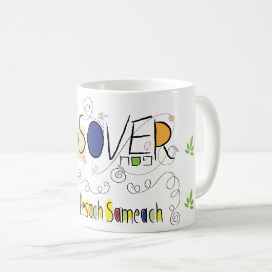 Passover Mok 11 oz Chag Pesach Sameach (Voorkant rechts)