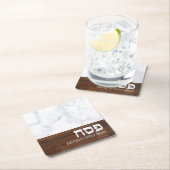 Passover Pesach - Aangepaste marmer + Hout Modern Vierkante Kartonnen Onderzetter (Insitu)