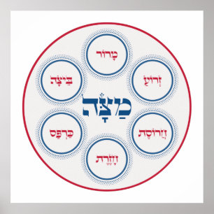 Passover Pesach Seder Bord Hebreeuws Modern Poster