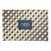 Passover Seder Bronze Navy Trellis Personalized Kussensloop (Voorkant)