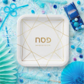 Passover Seder Custom Pillow Gold Geometric Lijst Papieren Bordje (Feest)