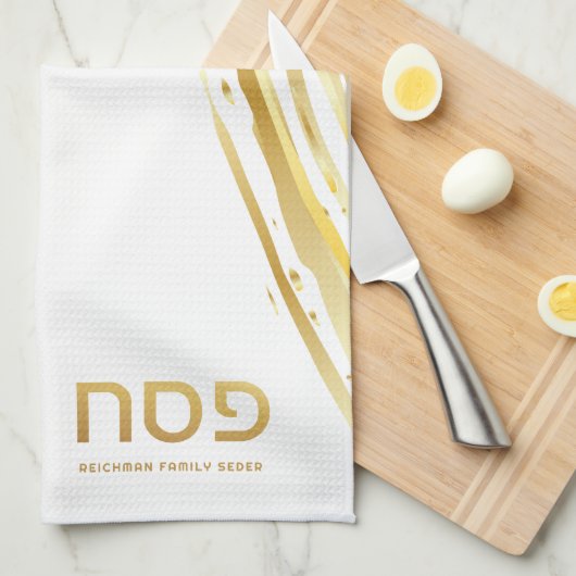 Passover Seder Elegant Gold Swash - Speciaal Theedoek (Quarter Fold)