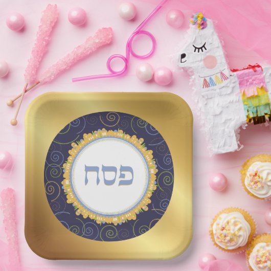 Passover Seder Jerusalem Elegant Square Papieren Bordje (Feest)