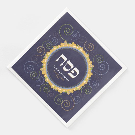 Passover Seder Jerusalem Swirl Hebreeuw Servet (Hoek)