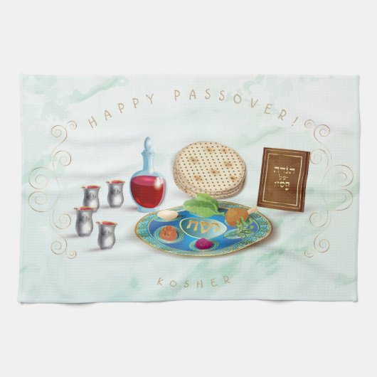Passover Seder Kosher Pesach Decoratief Theedoek (Horizontaal)