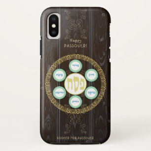  passover Seder Kosher Pesach Wood Textuur iPhone X Hoesje