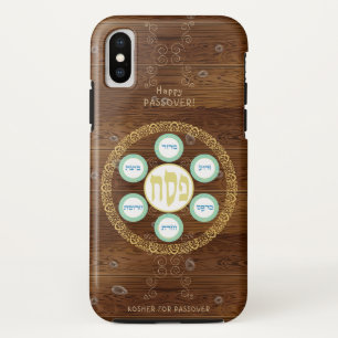  passover Seder Kosher Pesach Wood Textuur iPhone X Hoesje