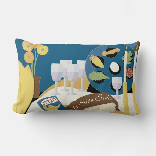 Passover Seder Lumbar Pillow "A Passover Seder Kussen (Voorkant)