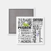 Passover Square Magnet "Dayenu and more..." Magneet (Voorkant / Achterkant)
