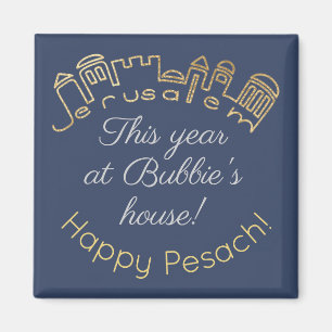 Passover Square Magnet "Gold Jerusalem" Magneet