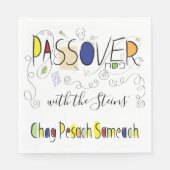 Passover Standard Napkins Chag Sameach Patroon Servet (Voorkant)