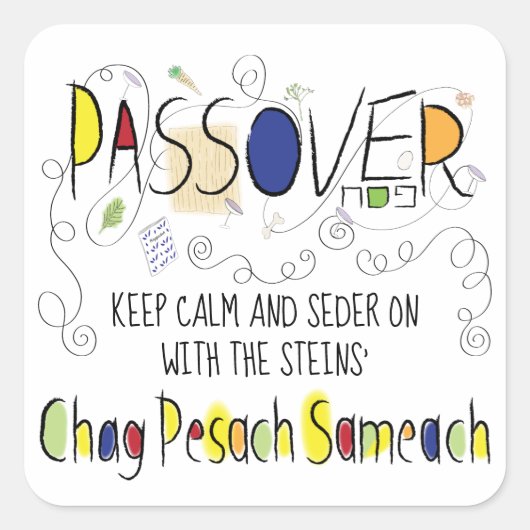 Passover Sticker Square "Seder On" (Voorkant)