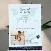 Passport Destination Wedding Blue invitation