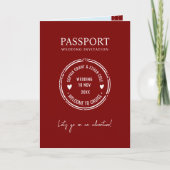 Passport Destination Wedding red invitation (Devant)