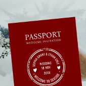 Passport Destination Wedding red invitation