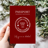 Passport Destination Wedding red invitation