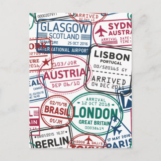 Passport Stamps Addict Retro World Traveler  Briefkaart