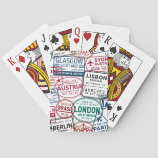 Passport Stamps Addict Retro World Traveler  Pokerkaarten