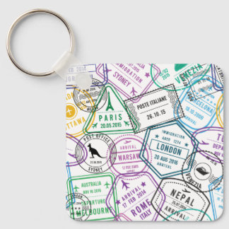 Passport Stamps Addict Retro World Traveler  Sleutelhanger