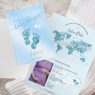 Passport Travel Boy Baby shower Adventure begint