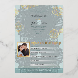 Passport Wedding Foil Invitation Folie Uitnodiging