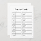 Password tracker notitiekaartje (Voorkant / Achterkant)