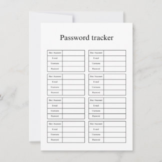 Password tracker notitiekaartje