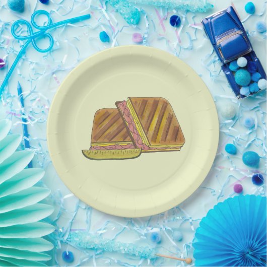 Past Cuban Sandwich Ham Cheese Salami PIckle Papieren Bordje (Feest)