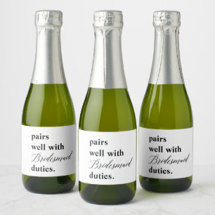 Past goed bij bruidsmeisje plichten Trouw Huwelijk Sparkling Wijnetiket