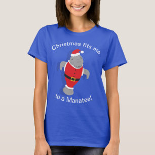 Past Me To A Manatee Santa Suit Christmas Novelty T-shirt