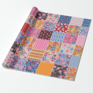 Past naadloos patchwerkpatroon aan cadeaupapier