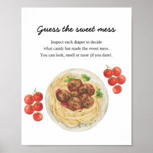 Pasta Baby shower Raad de zoete troep Poster