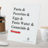 Pasta Carbonara Ingrediënten Reclamebord Met Voetstuk (Insitu)