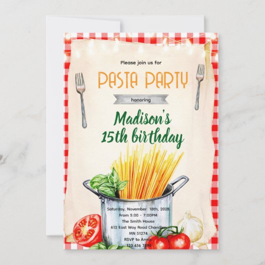 Pasta Class Party Invitation (Devant)