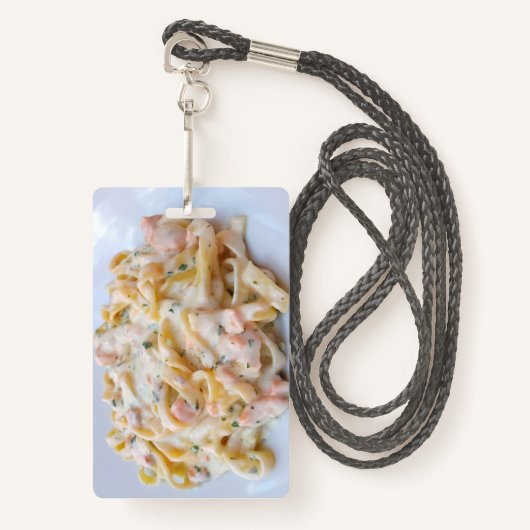 Pasta Custom Food Photo Badge (Voorkant met draagriem)