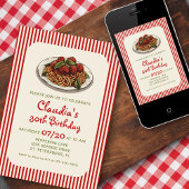 Pasta Diner Italiaanse Verjaardag Uitnodiging