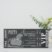 Pasta Dinner Chalk Verloving Diner Foto Ticket Kaart (Staand voorkant)